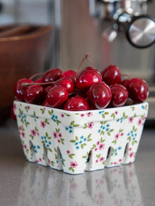 Cream Floral Berry Colander
