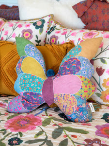 Butterfly Whimsy Patchwork Pillow