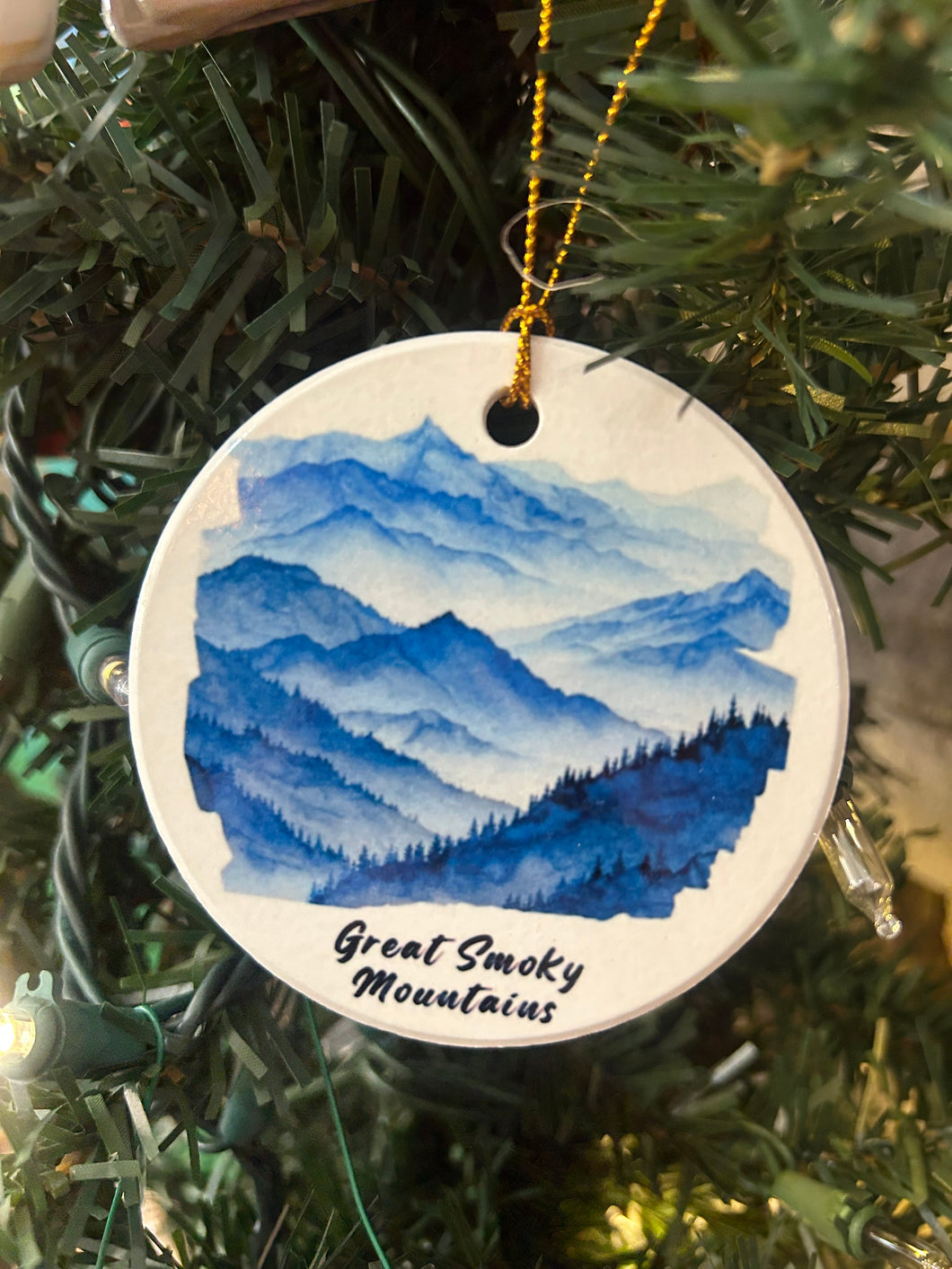 Tennessee Smoky Mountain Christmas Ornament - Ceramic