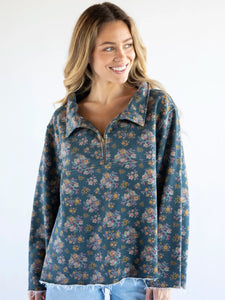 Easy Does It Sweatshirt in Slate Floral Blooms