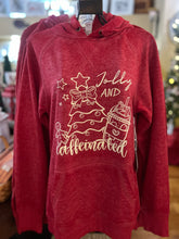 Load image into Gallery viewer, Jolly &amp; Caffeinated Cozy Holiday Hoodie
