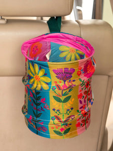 Folk Flower Pop Up Car Trash Bin