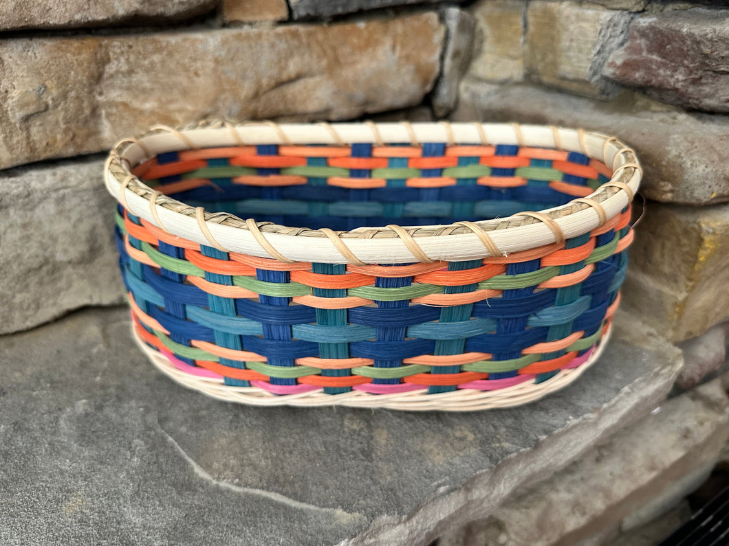 Oblong Multi-Colored Basket
