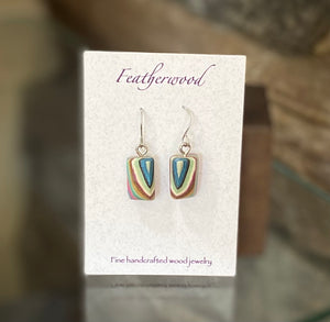 Tiny Rectangle Featherwood Earrings