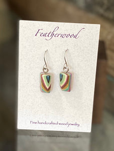 Tiny Rectangle Featherwood Earrings