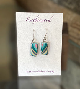 Tiny Rectangle Featherwood Earrings