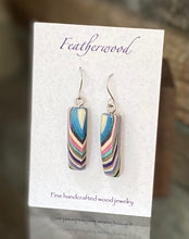 Load image into Gallery viewer, Short Rectangle Featherwood Earrings
