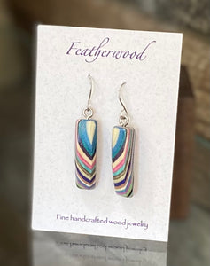 Short Rectangle Featherwood Earrings