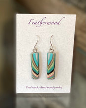 Load image into Gallery viewer, Short Rectangle Featherwood Earrings
