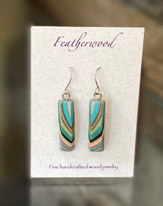 Short Rectangle Featherwood Earrings