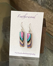 Load image into Gallery viewer, Short Rectangle Featherwood Earrings
