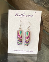 Load image into Gallery viewer, Short Rectangle Featherwood Earrings
