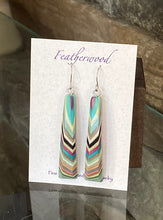 Load image into Gallery viewer, Long Triangle Featherwood Earrings
