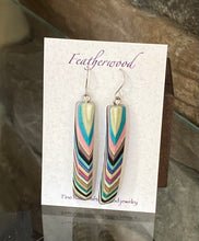 Load image into Gallery viewer, Long Rectangle Featherwood Earrings
