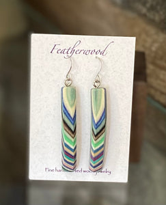 Long Rectangle Featherwood Earrings