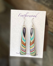 Load image into Gallery viewer, Long Triangle Featherwood Earrings
