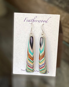 Long Triangle Featherwood Earrings