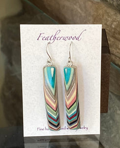 Long Rectangle Featherwood Earrings