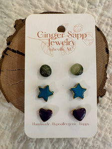 Stud Earring Set of 3 Earrings