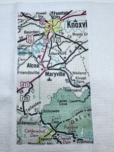Maryville, Tennessee Vintage Map Kitchen Towel