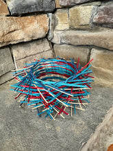 Load image into Gallery viewer, Bird Nest Basket in Blues &amp; Red
