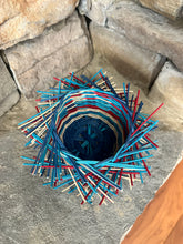 Load image into Gallery viewer, Bird Nest Basket in Blues &amp; Red
