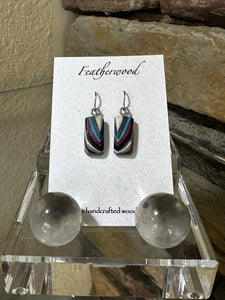 Tiny Rectangle Featherwood Earrings