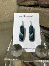 Load image into Gallery viewer, Long Rectangle Featherwood Earrings
