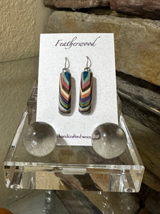 Long Rectangle Featherwood Earrings