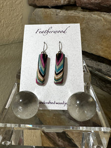 Long Rectangle Featherwood Earrings