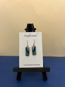 Tiny Rectangle Featherwood Earrings