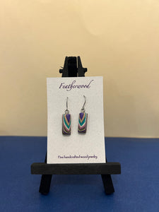 Tiny Rectangle Featherwood Earrings