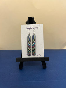 Long Rectangle Featherwood Earrings