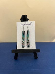 Long Rectangle Featherwood Earrings