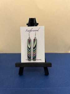 Long Rectangle Featherwood Earrings