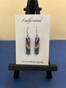 Short Rectangle Featherwood Earrings