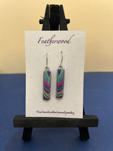 Load image into Gallery viewer, Short Rectangle Featherwood Earrings
