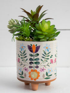 Mini Artisan Planter - Folk Flower