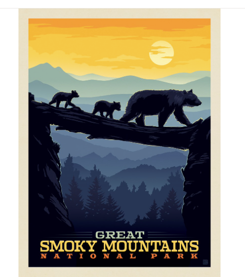 Great Smoky Mountains Bear Crossing at Sunset Art Print