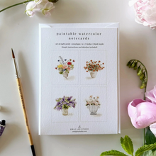 Load image into Gallery viewer, Bouquets paintable notecards
