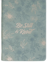 Load image into Gallery viewer, Be Still and Know Teal Floral Faux Leather Classic Journal with Zipper Closure - Psalm 46:10
