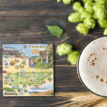 Load image into Gallery viewer, Tennessee State Illustrated Map Ceramic Coasters
