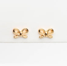 Load image into Gallery viewer, The Lela bow 18k gold plated stud earrings dainty
