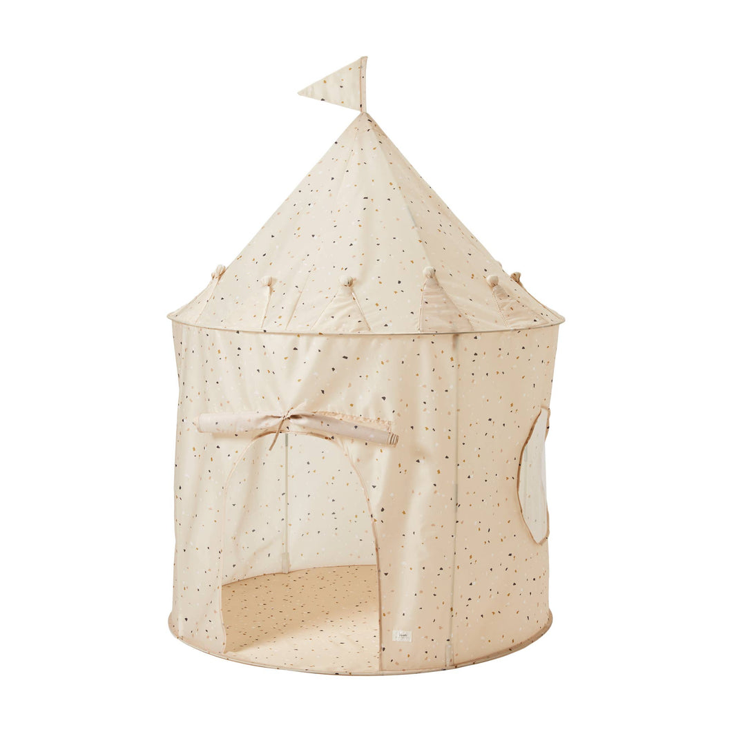 Recycled Fabric Play Tent Castle - Prints: Terrazzo Beige