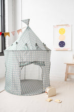 Load image into Gallery viewer, Recycled Fabric Play Tent Castle - Prints: Gingham Blue
