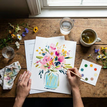 Load image into Gallery viewer, All-In-One Beginner Watercolor Paint Set - Jar of Flowers
