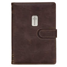 Load image into Gallery viewer, Man of God Espresso Brown Faux Leather Journal Cover with Magnetic Closure

