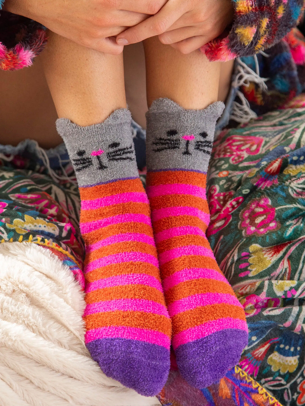 Hot Pink Cat Cozy Socks