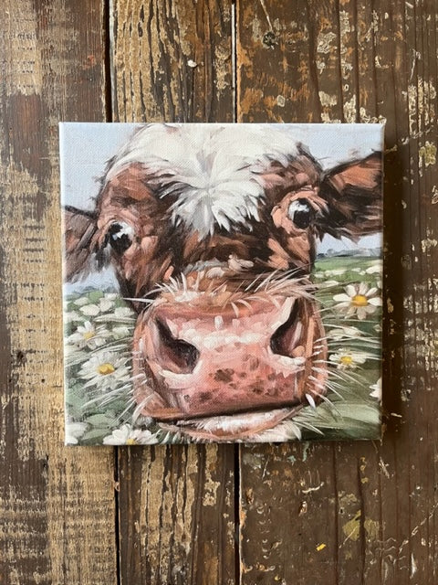 Whimsical Cow Canvas Art Print