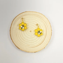 Load image into Gallery viewer, Medium Honeycomb Bee Earrings
